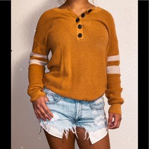 AE varsity stripe Henley pullover sweater